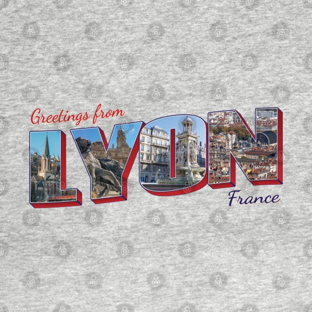 Greetings from Lyon in France Vintage style retro souvenir by DesignerPropo